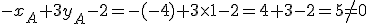 -x_A+3y_A-2=-(-4)+3\times1-2=4+3-2=5\not=0