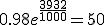 0.98e^{\frac{3932}{1000}}=50