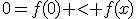 0=f(0) < f(x)