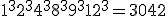 1^3+2^3+4^3+8^3+9^3+12^3 = 3042
