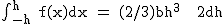 2$\rm \int_{-h}^h f(x)dx = (2/3)bh^3 + 2dh
