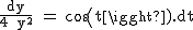 2$\textrm\fra{dy}{4+y^2} = cos(t).dt