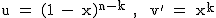 2$\textrm u = (1 - x)^{n-k} , \ v' = x^k