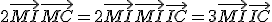2\vec{MI} + \vec{MC} = 2\vec{MI} + \vec{MI} + \vec{IC} = 3\vec{MI} + \vec{IC}