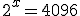 2^x=4096