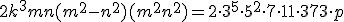 2k^3mn(m^2-n^2)(m^2+n^2)=2\cdot3^5\cdot5^2\cdot7\cdot11\cdot373\cdot p \\  