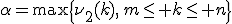 3$\alpha=\max\{\nu_2(k),\,m\le k\le n\}