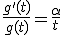 3$\frac{g'(t)}{g(t)} = \frac{\alpha}{t}