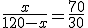 3$\frac{x}{120-x}=\frac{70}{30}