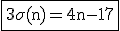 3$\rm\fbox{3\sigma(n)=4n-17