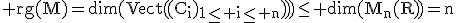 3$\rm rg(M)=dim(Vect((C_{i})_{1\le i\le n})))\le dim(M_{n}(R))=n