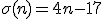 3$\sigma(n)=4n-17