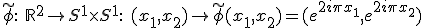 3$\stackrel{\sim}{\phi}:\%20\mathbb{R}^2%20\rightarrow%20S^1\times%20S^1:\%20(x_1,x_2)%20\rightarrow%20\stackrel{\sim}{\phi}(x_1,x_2)%20=%20(e^{2i\p%20x_1},e^{2i\p%20x_2})