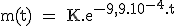 3$\textrm m(t) = K.e^{-9,9.10^{-4}.t}