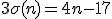 3$3\sigma(n) = 4n - 17