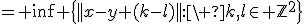 3$= \inf \{||x-y+(k-l)||:\ k,l\in \mathbb{Z}^2\}