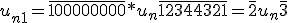 3$u_{n+1} = \bar{100000000} * u_n + \bar{12344321} = \bar2u_n + \bar3