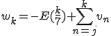 3$w_k=-E(\fr{k}{7})+\Bigsum_{n=j}^kv_n