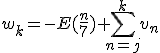3$w_k=-E(\fr{n}{7})+\Bigsum_{n=j}^kv_n