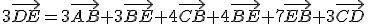 3\vec{DE}=3\vec{AB}+3\vec{BE}+4\vec{CB}+4\vec{BE}+7\vec{EB}+3\vec{CD}
