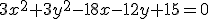 3x^2+3y^2-18x-12y+15=0