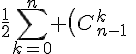 4$\frac12\Bigsum_{k=0}^n \(C_{n-1}^k\)^2+\frac12\Bigsum_{k=0}^n \(C_{n-1}^{n-k}\)^2-\Bigsum_{k=0}^nC_{n-1}^kC_{n-1}^{n-k}\