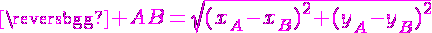 4$\magenta AB=\sqrt{(x_{A}-x_{B})^2+(y_{A}-y_{B})^2}