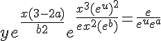 5$ye^{\frac{x(3 - 2a)}{b + 2}} + e^{\frac{x^3(e^u)^2}{ex^2(e^b)} = \frac{e}{e^u + e^a}
