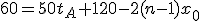 60=50t_A+120-2(n-1)x_0