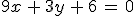 9x\,+\,3y\,+\,6\,=\,0