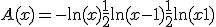 A(x) = -\ln(x)+ \frac{1}{2} \ln(x-1) + \frac{1}{2} \ln(x+1)