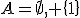 A=\emptyset, \{1\}