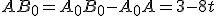 AB_0=A_0B_0-A_0A=3-8t