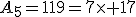 A_5=119=7\times 17