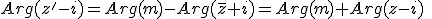 Arg(z'-i)=Arg(m)-Arg(\bar{z}+i)=Arg(m)+Arg(z-i)\;\;[2\pi]