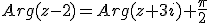 Arg(z-2)=Arg(z+3i)+\frac{\pi}{2}\;\;[2\pi]