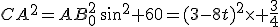 CA^2=AB_0^2\,\sin^2 60=(3-8t)^2\times \frac{3}{4}
