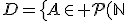 D=\{A\in \mathcal{P}(\mathbb{N}): \mu(A)=\nu(A)\}