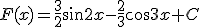 F(x)=\frac{3}{2}sin2x-\frac{2}{3}cos3x+C