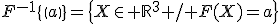 F^{-1}\{\(a\)\}=\{X\in \mathbb{R}^3 / F(X)=a\}
