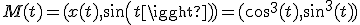 M(t)=(x(t),sin(t))=(cos^3(t),sin^3(t))