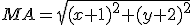 MA=\sqrt{(x+1)^2+(y+2)^2}