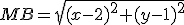 MB=\sqrt{(x-2)^2+(y-1)^2}