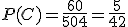P(C)=\frac{60}{504}=\frac{5}{42}