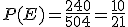 P(E)=\frac{240}{504}=\frac{10}{21}