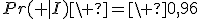 Pr(+|I)\ =\ 0,96