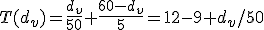 T(d_v)=\frac{d_v}{50}+\frac{60-d_v}{5}=12-9 d_v/50