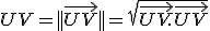 UV=||\vec{UV}||=\sqr{\vec{UV}.\vec{UV}}