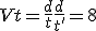 Vt = \frac{d}{t} + \frac{d}{t'} = 8
