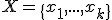 X=\{x_1,...,x_k\}